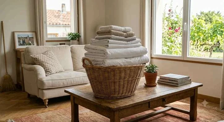 Linge repassé lors d'une prestation d'entretien régulier à domicile